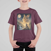 Easter Bunny Howling to the Moon Vintage T Shirt For Kid