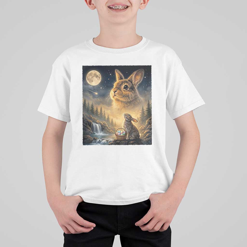 Easter Bunny Howling to the Moon Vintage T Shirt For Kid