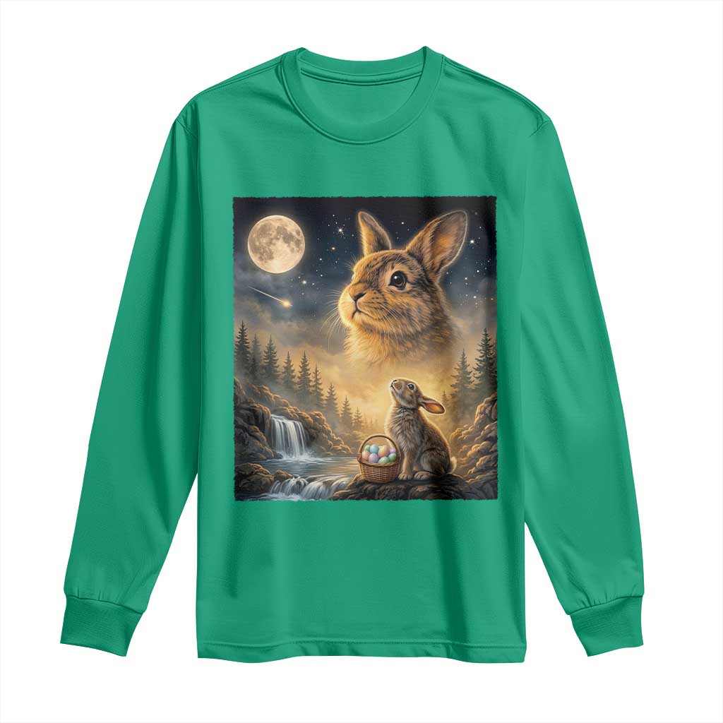Easter Bunny Howling to the Moon Vintage Long Sleeve Shirt