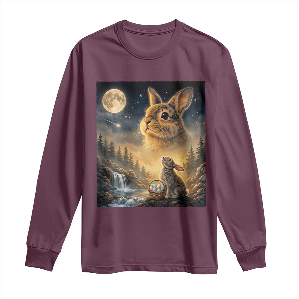 Easter Bunny Howling to the Moon Vintage Long Sleeve Shirt