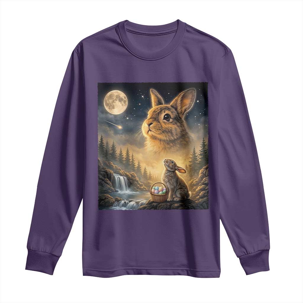 Easter Bunny Howling to the Moon Vintage Long Sleeve Shirt