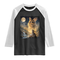 Easter Bunny Howling to the Moon Vintage Raglan Shirt