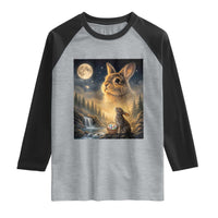 Easter Bunny Howling to the Moon Vintage Raglan Shirt