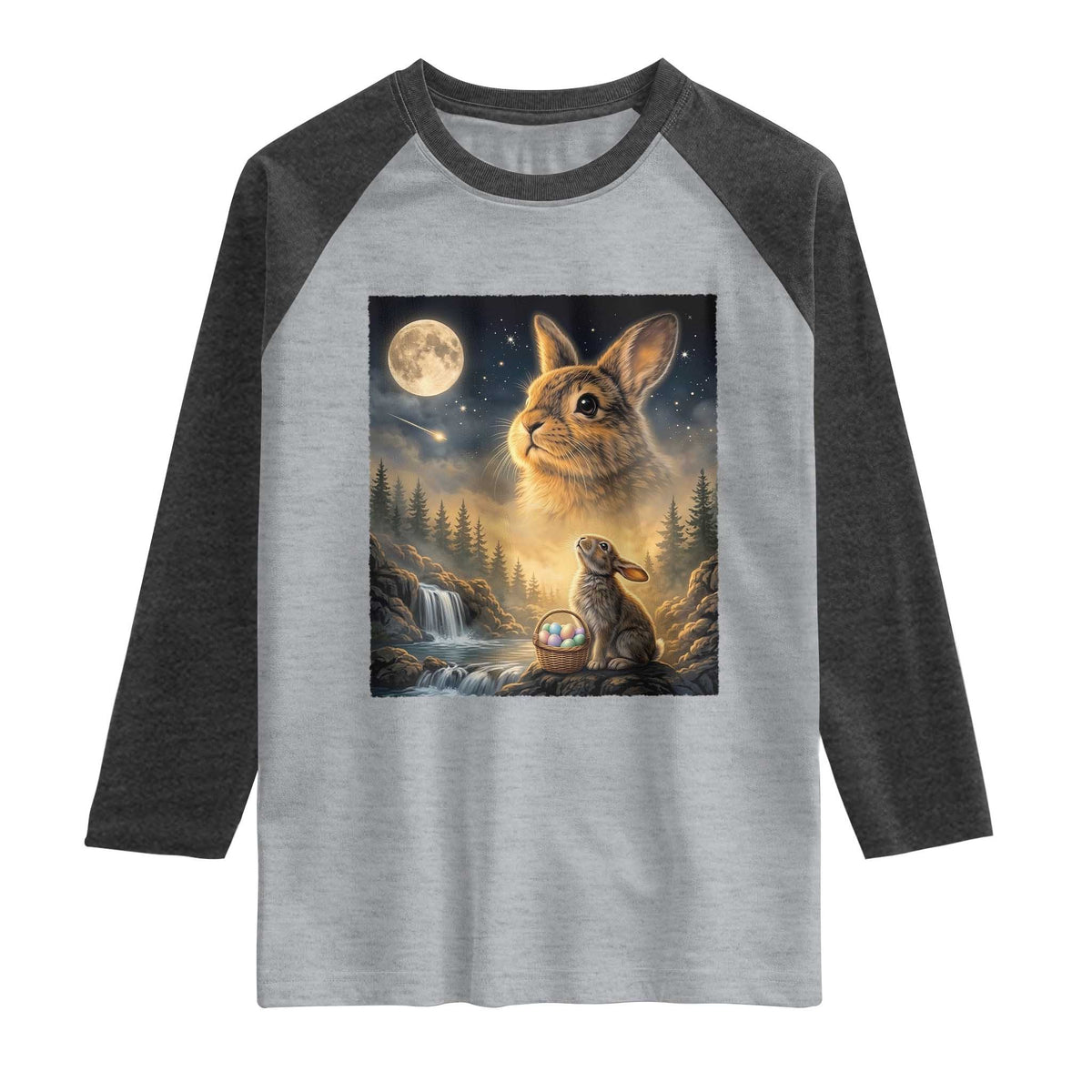 Easter Bunny Howling to the Moon Vintage Raglan Shirt