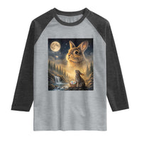 Easter Bunny Howling to the Moon Vintage Raglan Shirt