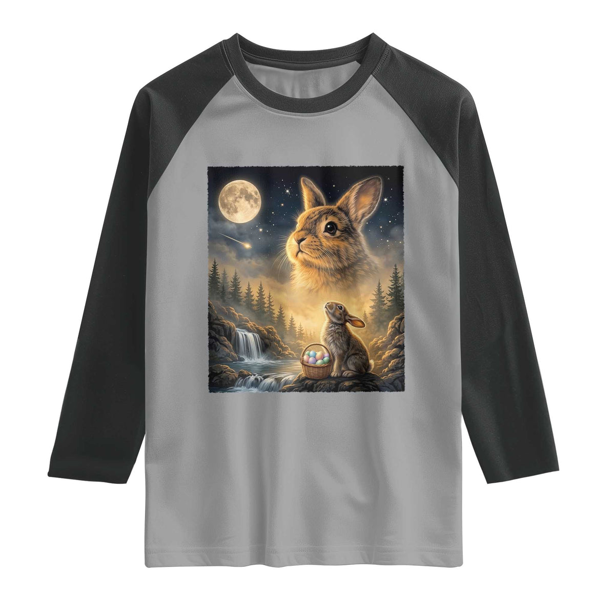 Easter Bunny Howling to the Moon Vintage Raglan Shirt