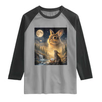 Easter Bunny Howling to the Moon Vintage Raglan Shirt