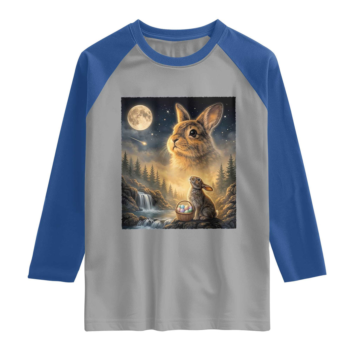 Easter Bunny Howling to the Moon Vintage Raglan Shirt
