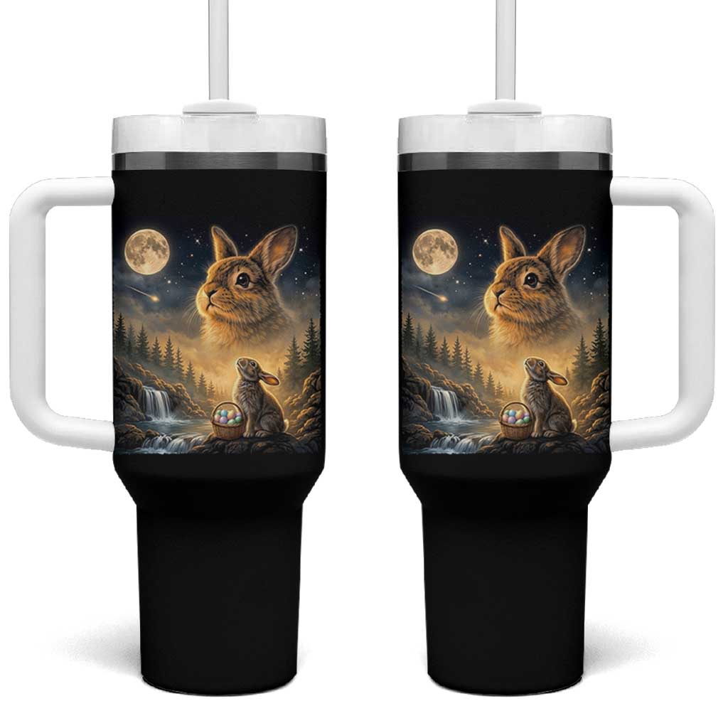 Easter Bunny Howling to the Moon Vintage Tumbler With Handle