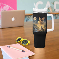 Easter Bunny Howling to the Moon Vintage Tumbler With Handle