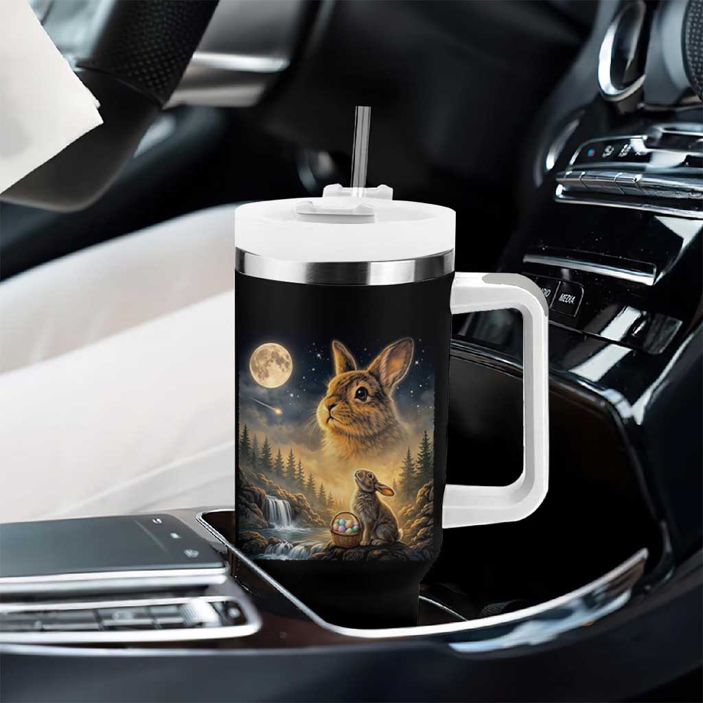Easter Bunny Howling to the Moon Vintage Tumbler With Handle