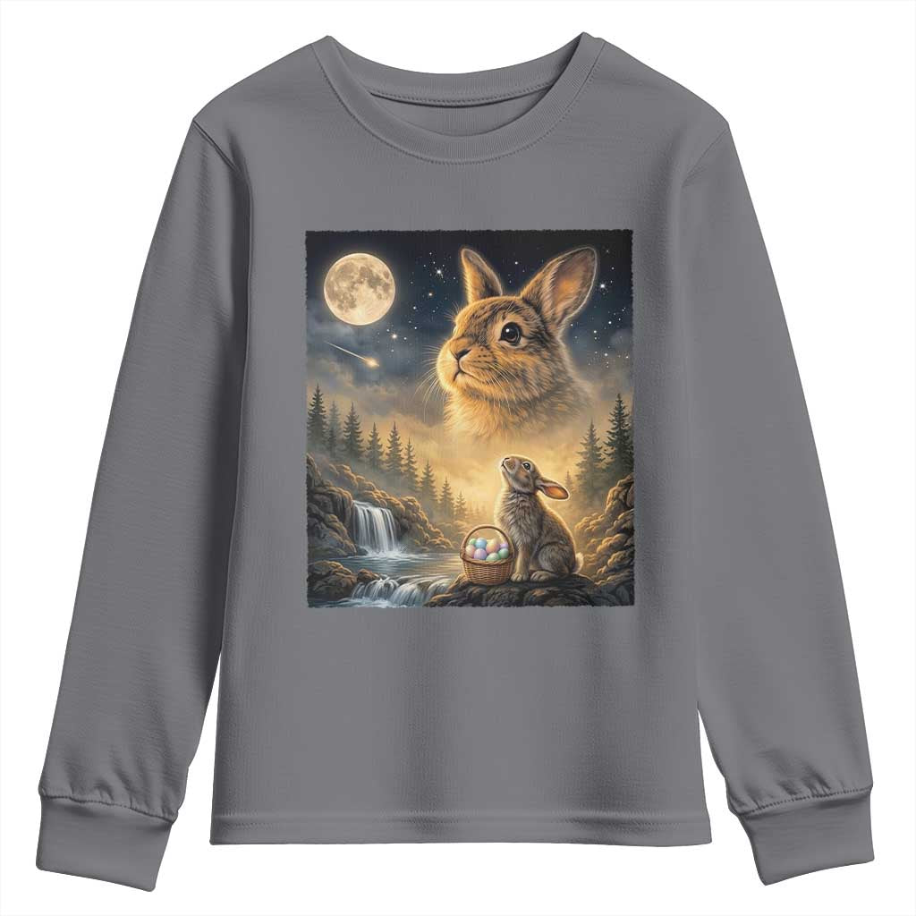 Easter Bunny Howling to the Moon Vintage Youth Sweatshirt