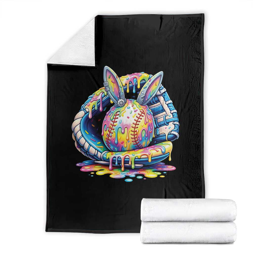 Baseball Easter Throw Blanket Drip Ice Cream Sprinkles Baseball Glove