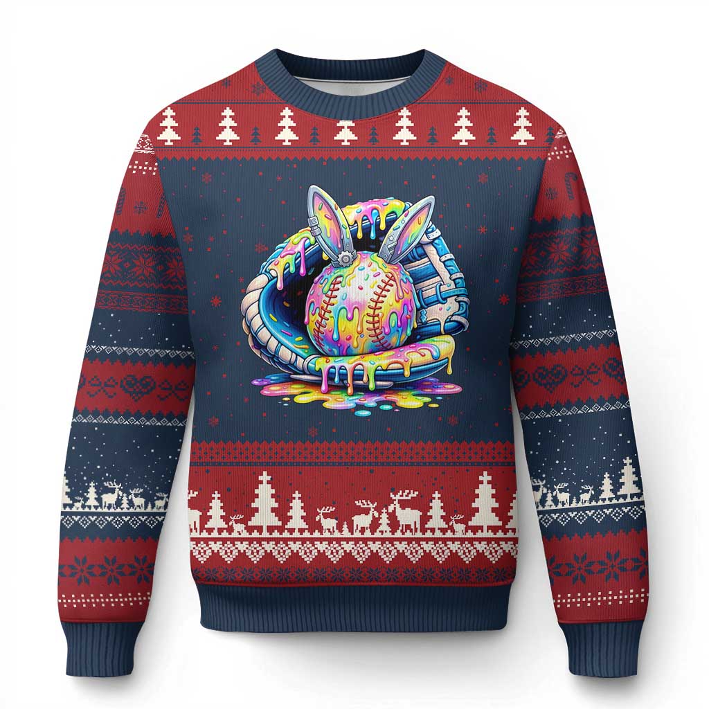 Baseball Easter Ugly Christmas Sweater Drip Ice Cream Sprinkles Baseball Glove