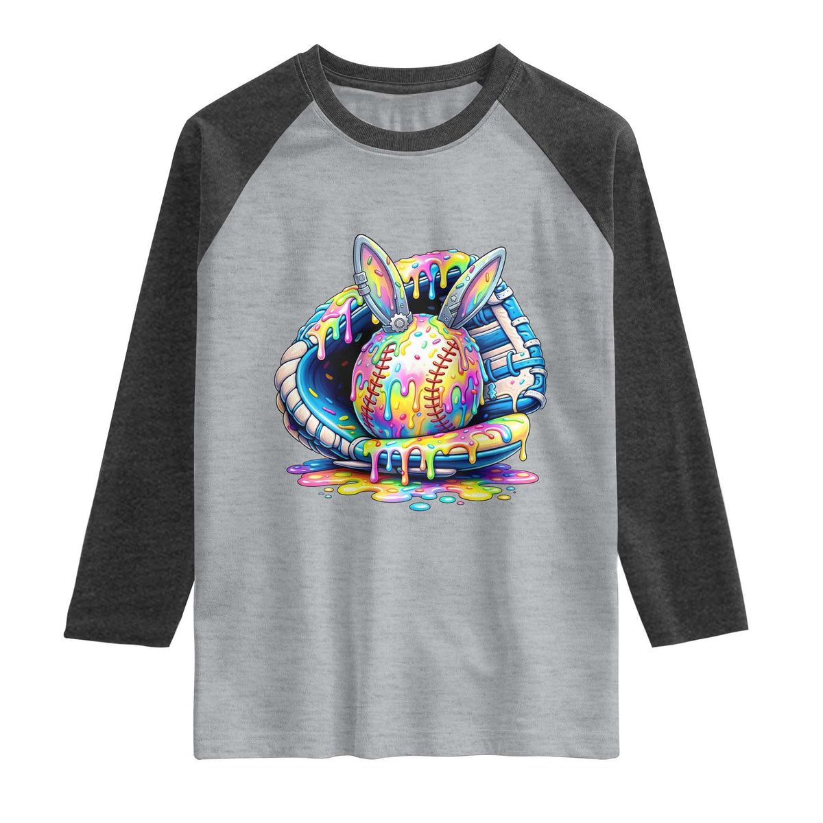 Baseball Easter Raglan Shirt Drip Ice Cream Sprinkles Baseball Glove