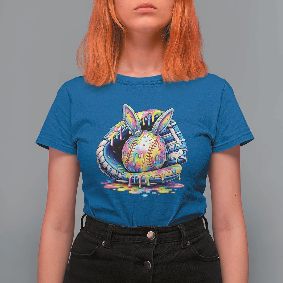 Baseball Easter T Shirt For Women Drip Ice Cream Sprinkles Baseball Glove