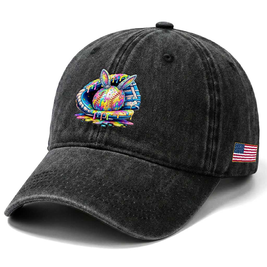 Baseball Easter Washed Cotton Baseball Cap Drip Ice Cream Sprinkles Baseball Glove