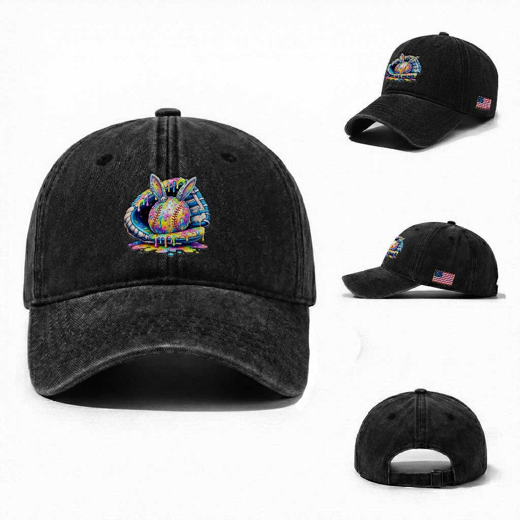 Baseball Easter Washed Cotton Baseball Cap Drip Ice Cream Sprinkles Baseball Glove
