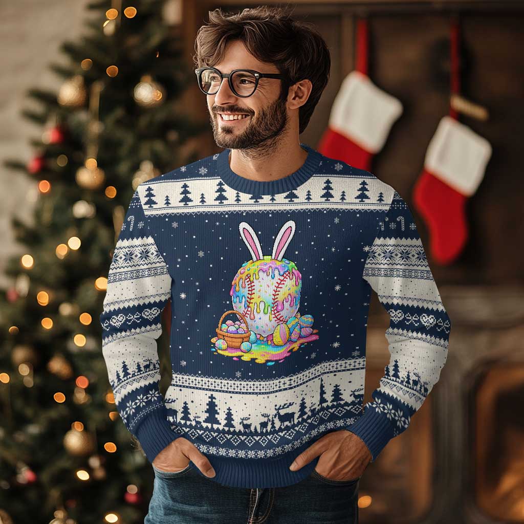 Baseball Easter Drip Ice Cream Sprinkles Egg Gift Ugly Christmas Sweater