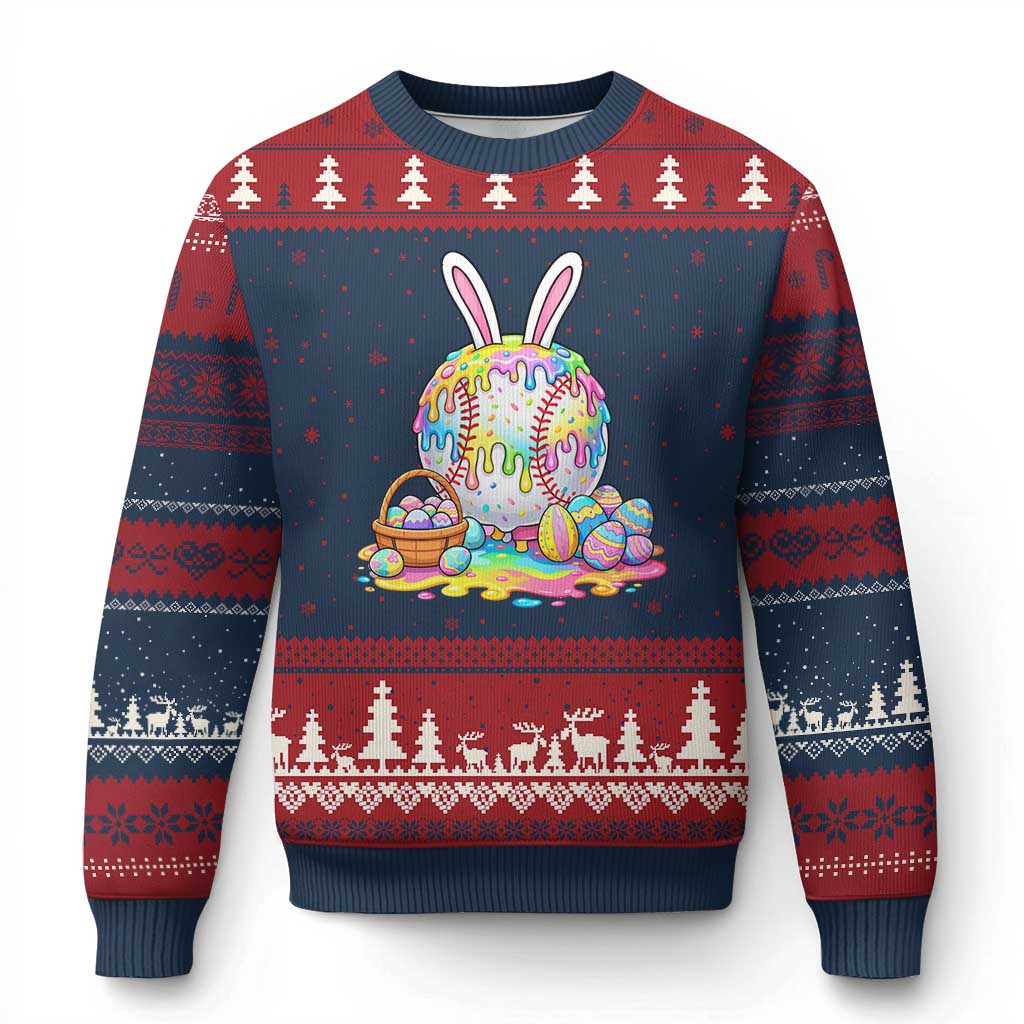Baseball Easter Drip Ice Cream Sprinkles Egg Gift Ugly Christmas Sweater
