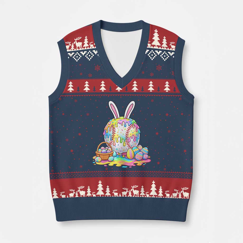 Baseball Easter Drip Ice Cream Sprinkles Egg Gift V-Neck Knit Sweater Vest