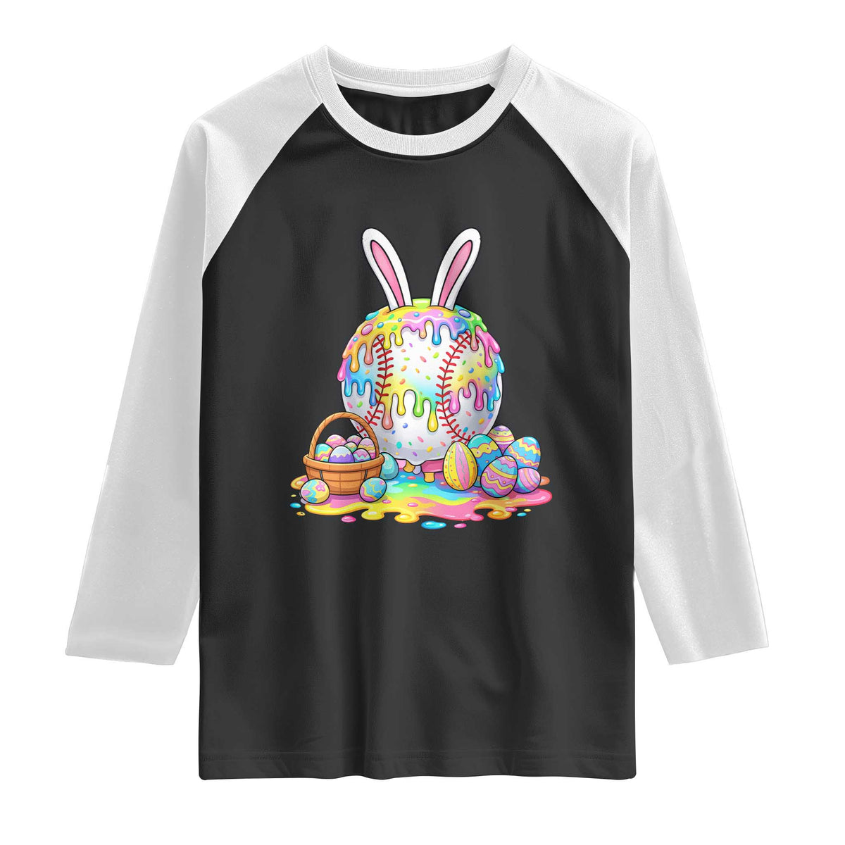 Baseball Easter Drip Ice Cream Sprinkles Egg Gift Raglan Shirt