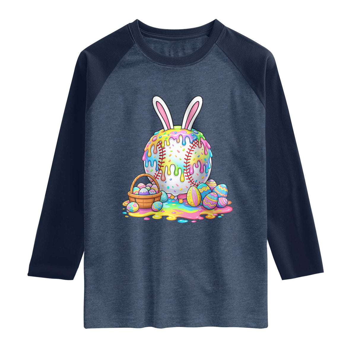Baseball Easter Drip Ice Cream Sprinkles Egg Gift Raglan Shirt