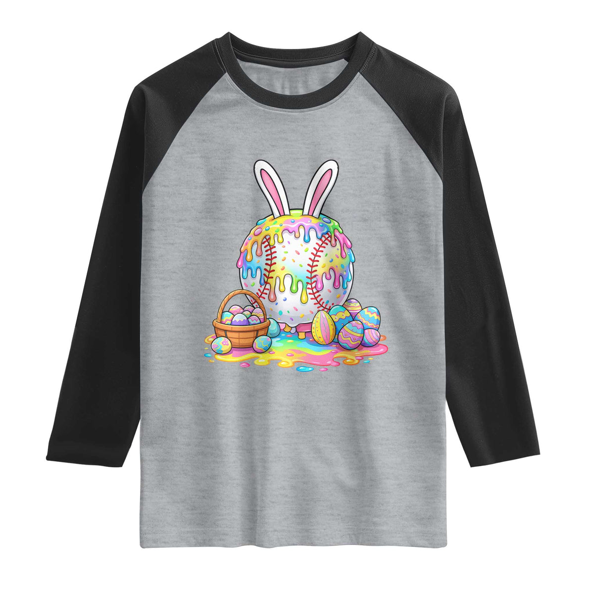 Baseball Easter Drip Ice Cream Sprinkles Egg Gift Raglan Shirt