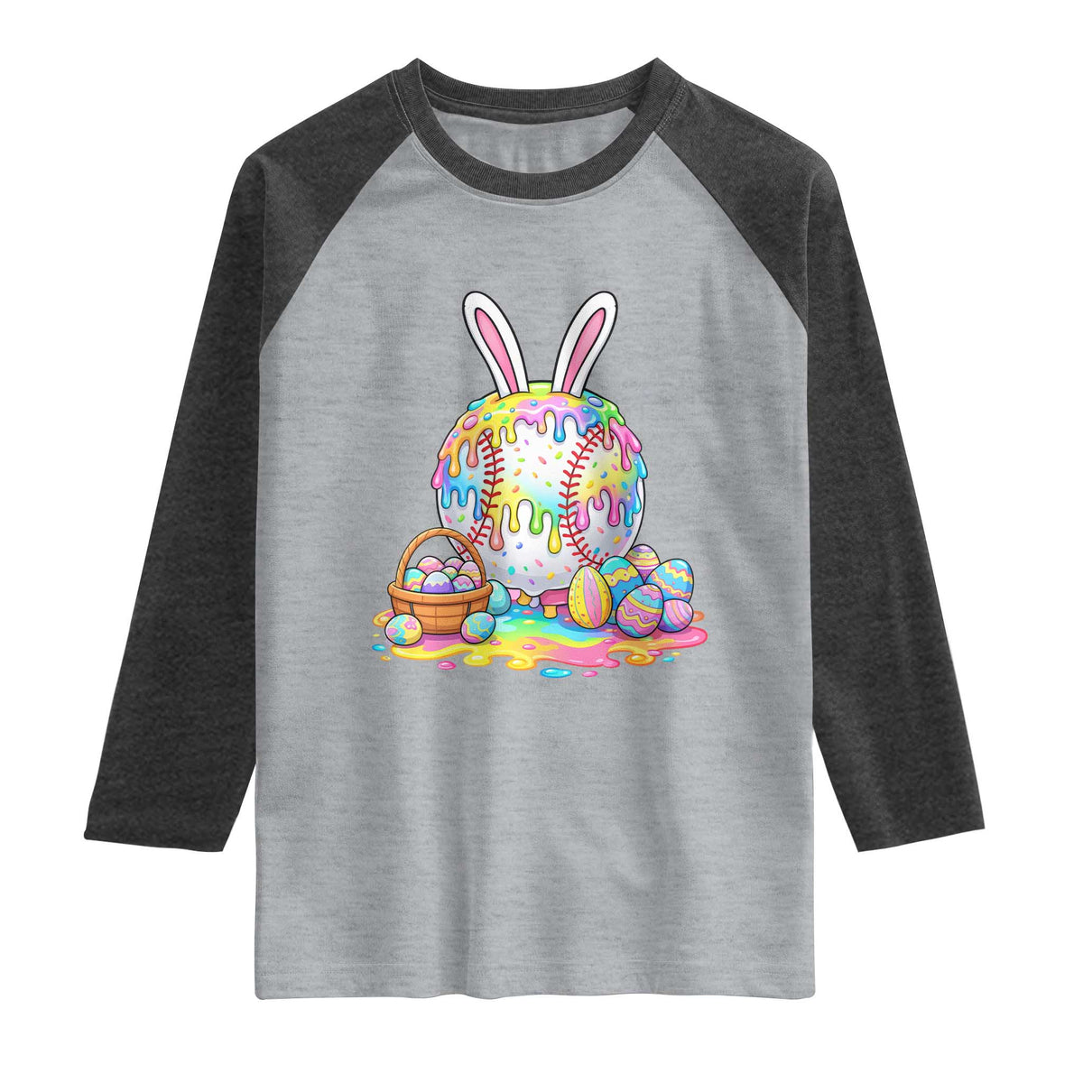 Baseball Easter Drip Ice Cream Sprinkles Egg Gift Raglan Shirt