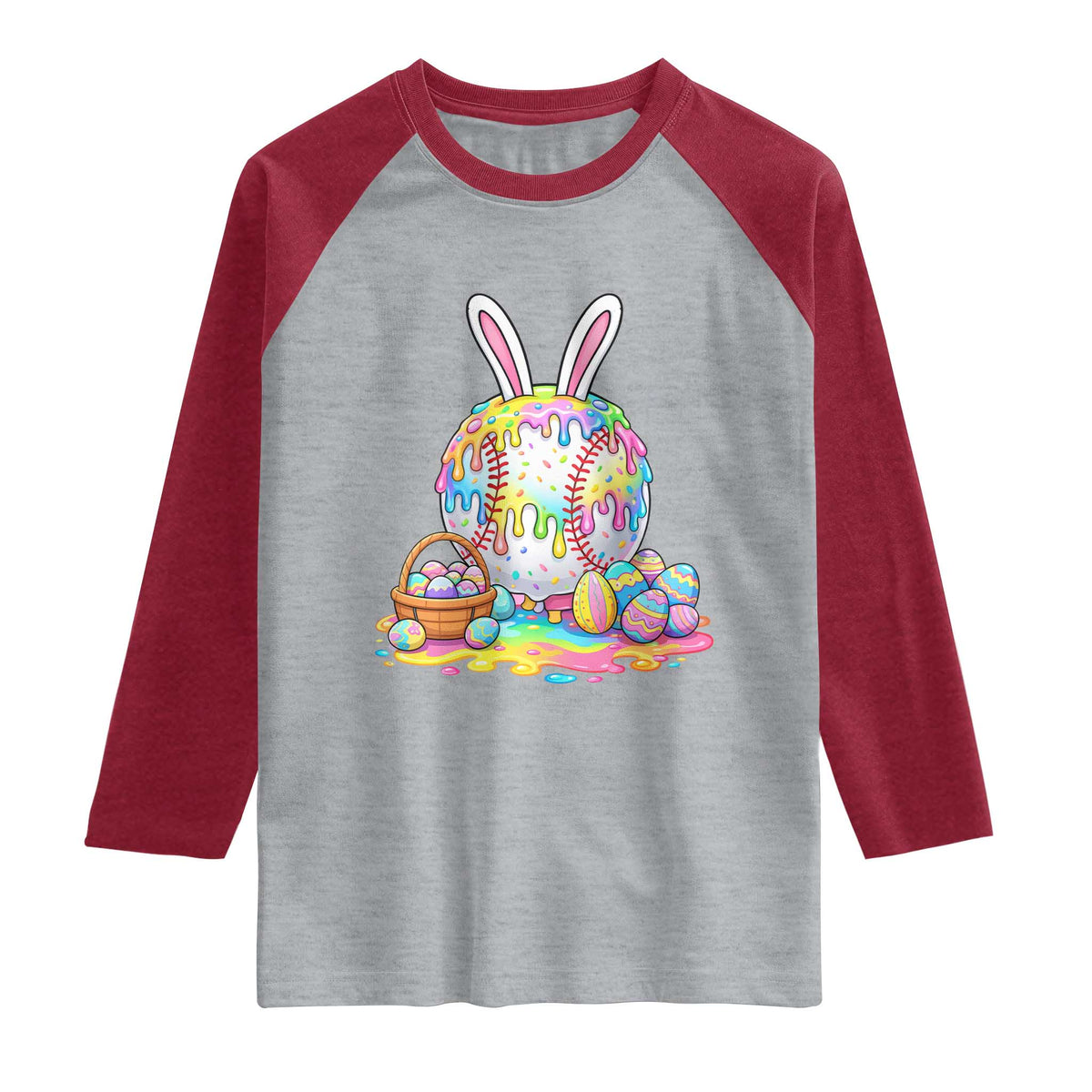 Baseball Easter Drip Ice Cream Sprinkles Egg Gift Raglan Shirt