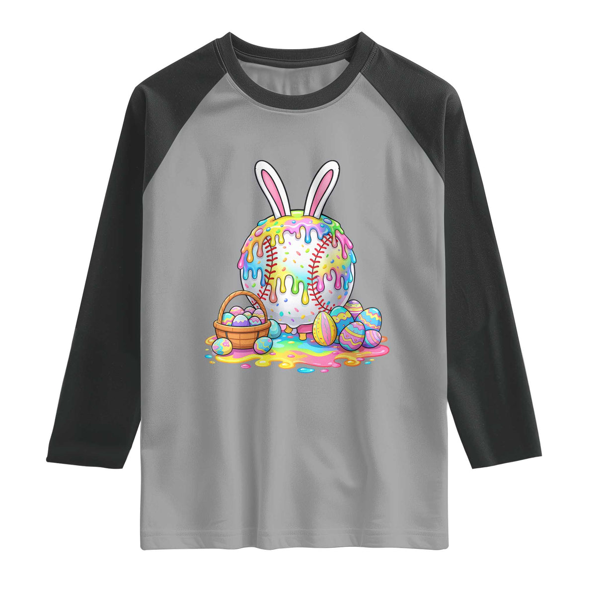 Baseball Easter Drip Ice Cream Sprinkles Egg Gift Raglan Shirt
