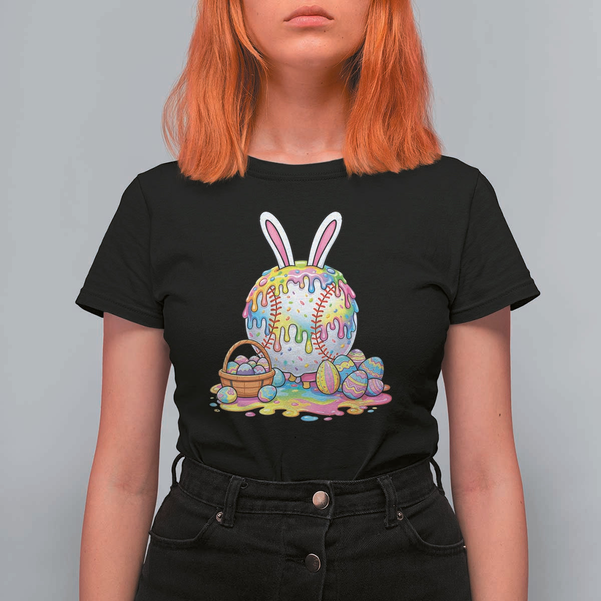 Baseball Easter Drip Ice Cream Sprinkles Egg Gift T Shirt For Women