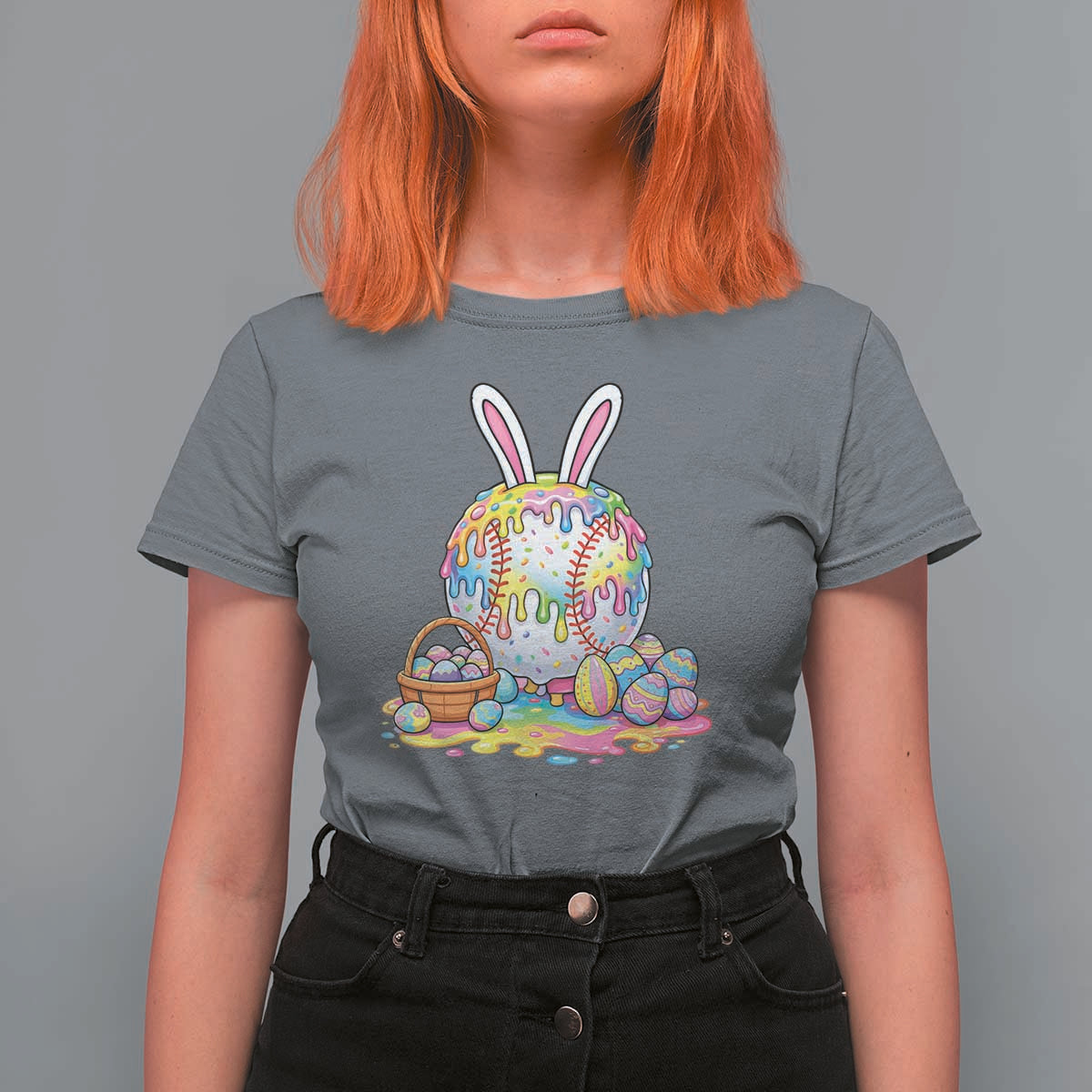 Baseball Easter Drip Ice Cream Sprinkles Egg Gift T Shirt For Women