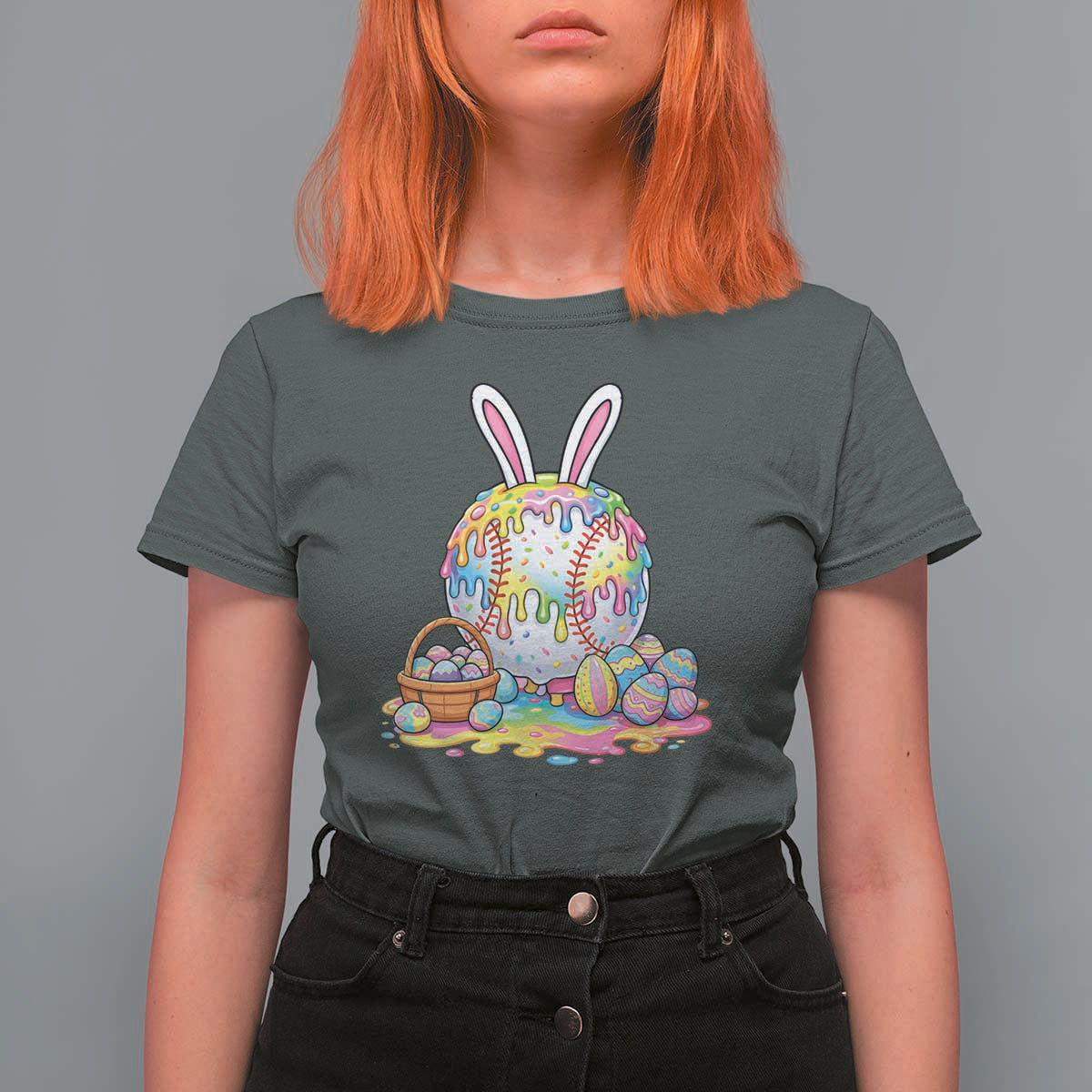 Baseball Easter Drip Ice Cream Sprinkles Egg Gift T Shirt For Women