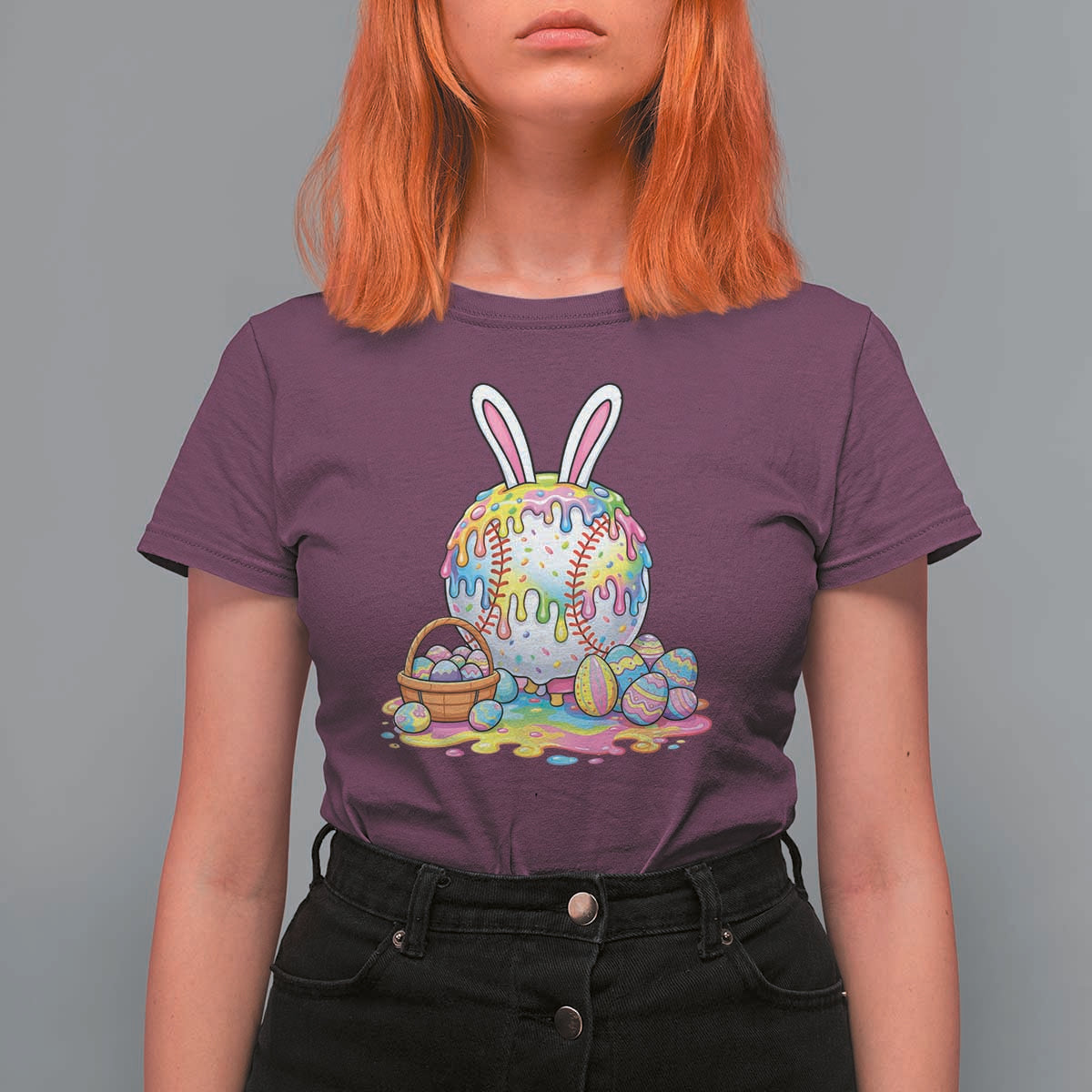 Baseball Easter Drip Ice Cream Sprinkles Egg Gift T Shirt For Women
