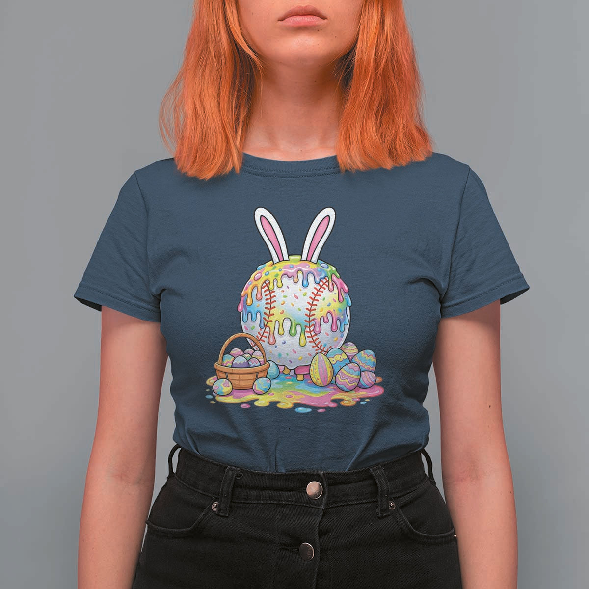 Baseball Easter Drip Ice Cream Sprinkles Egg Gift T Shirt For Women