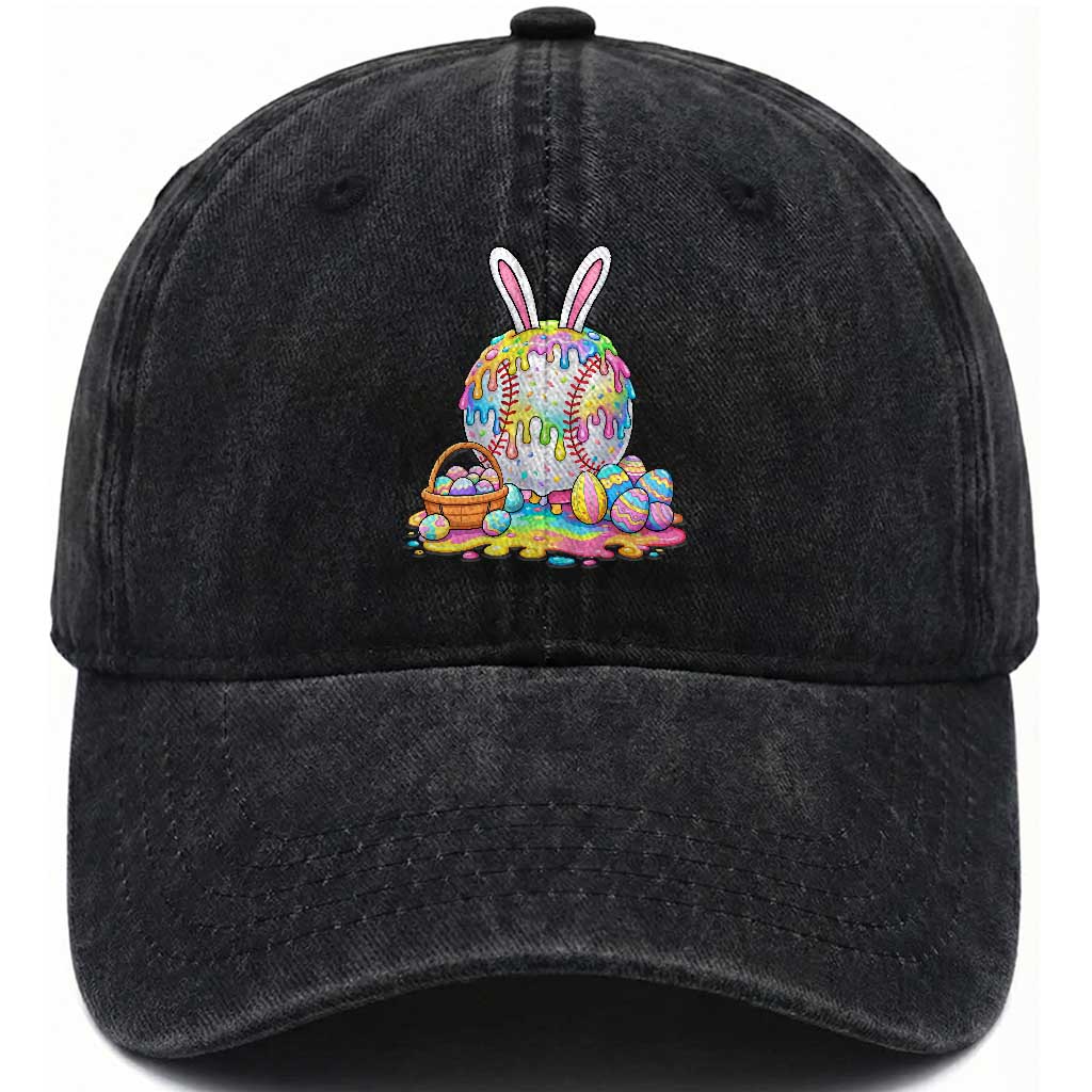 Baseball Easter Drip Ice Cream Sprinkles Egg Gift Washed Cotton Baseball Cap