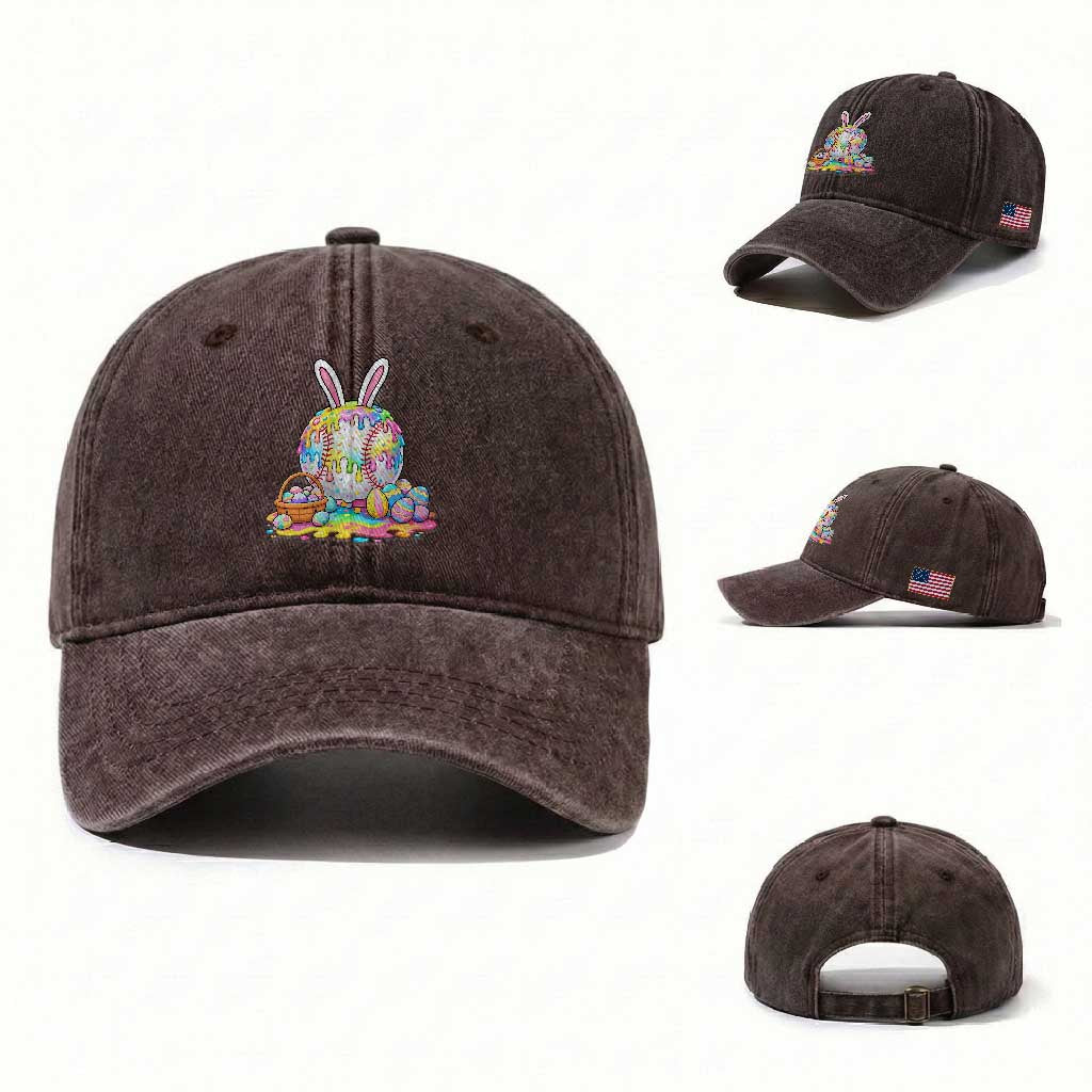 Baseball Easter Drip Ice Cream Sprinkles Egg Gift Washed Cotton Baseball Cap