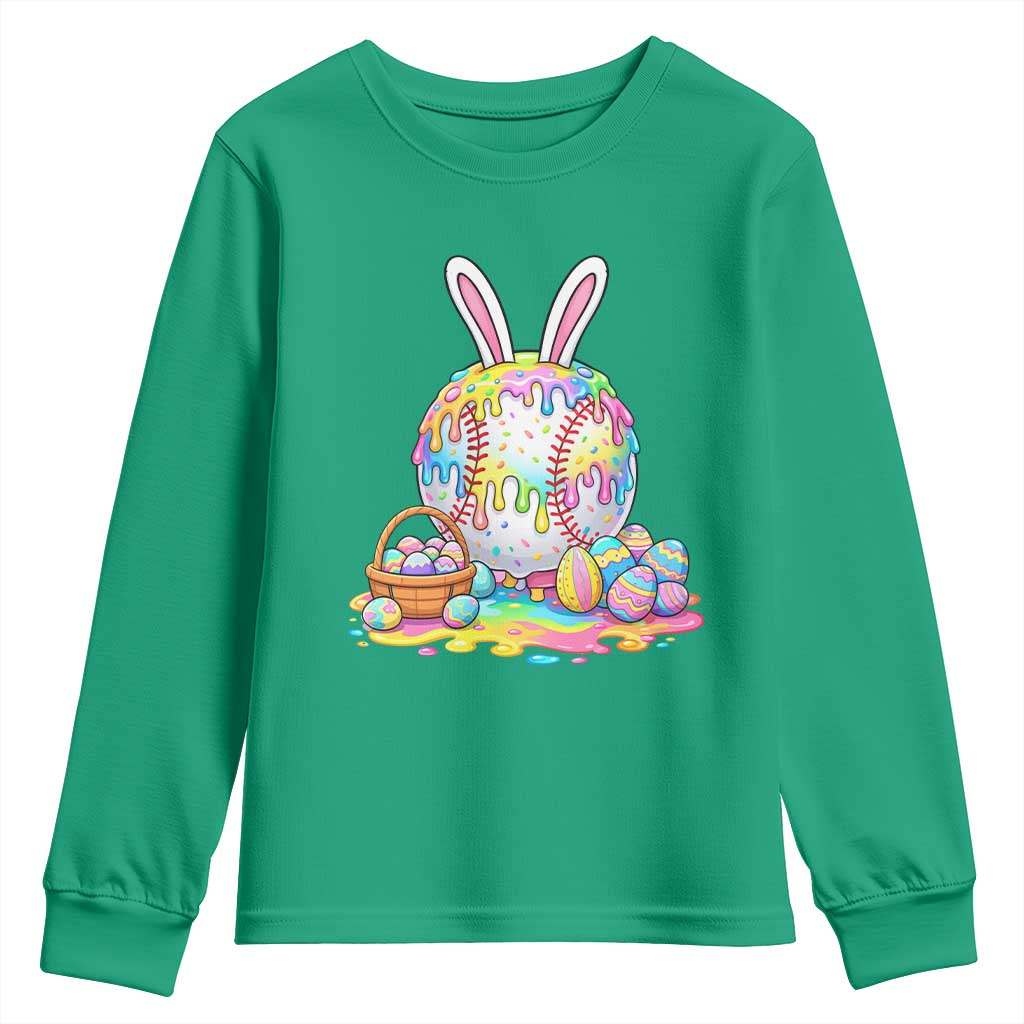 Baseball Easter Drip Ice Cream Sprinkles Egg Gift Youth Sweatshirt