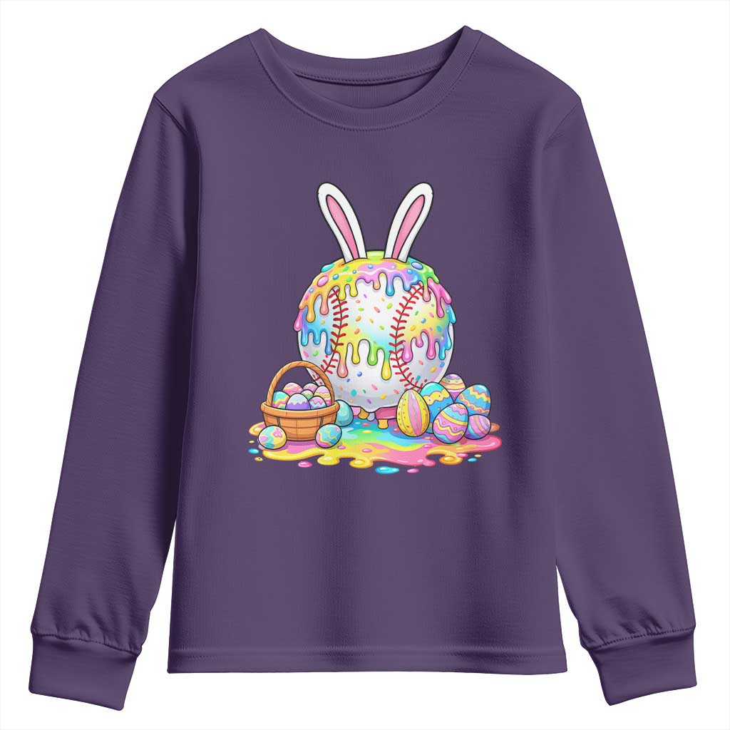 Baseball Easter Drip Ice Cream Sprinkles Egg Gift Youth Sweatshirt