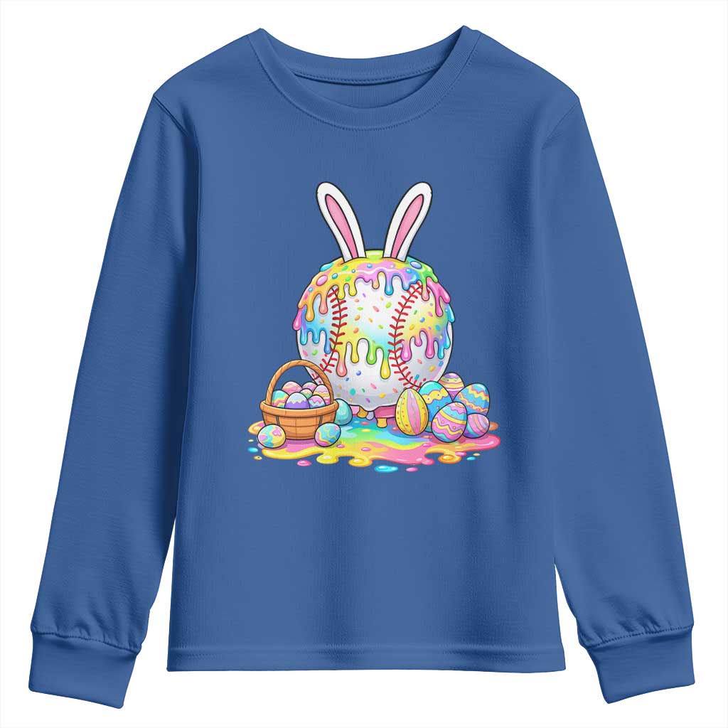 Baseball Easter Drip Ice Cream Sprinkles Egg Gift Youth Sweatshirt