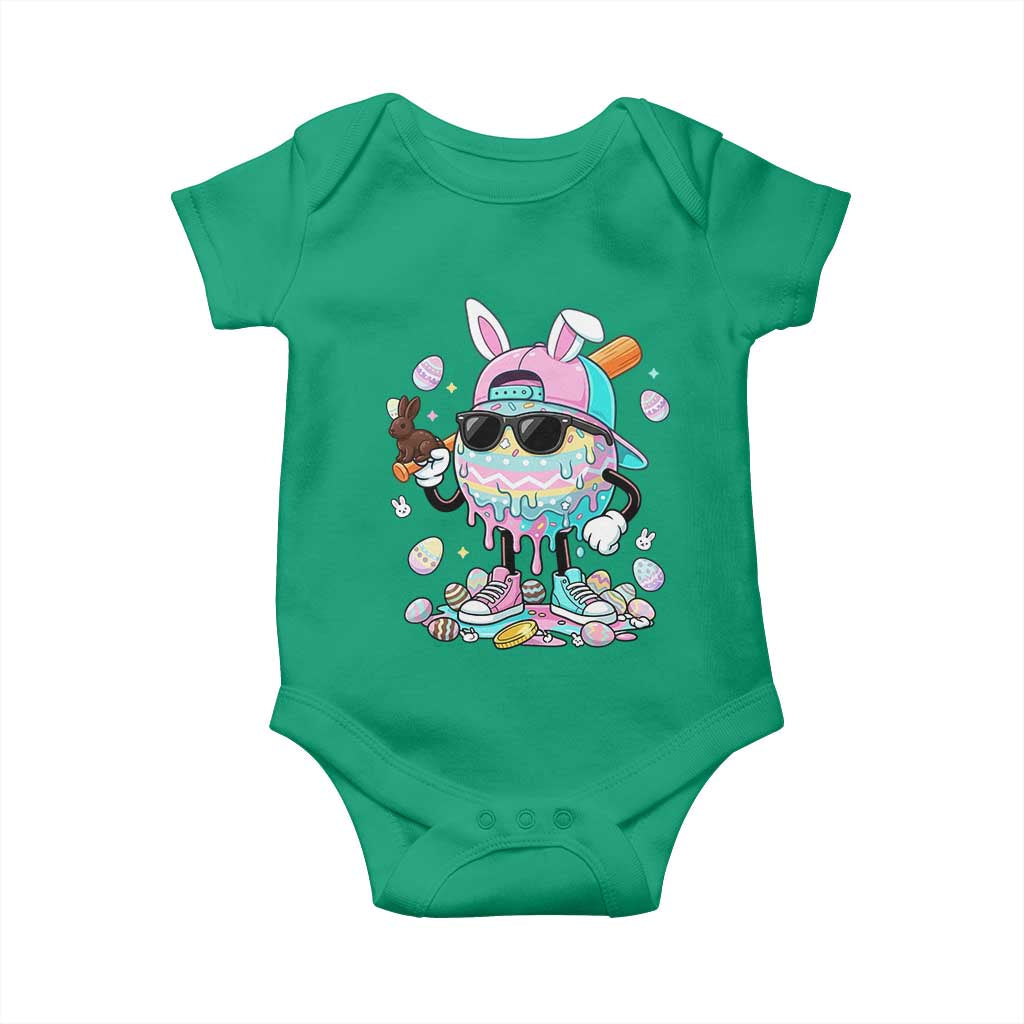 Funny Baseball Easter Baby Onesie Drip Ice Cream Bunny Easter