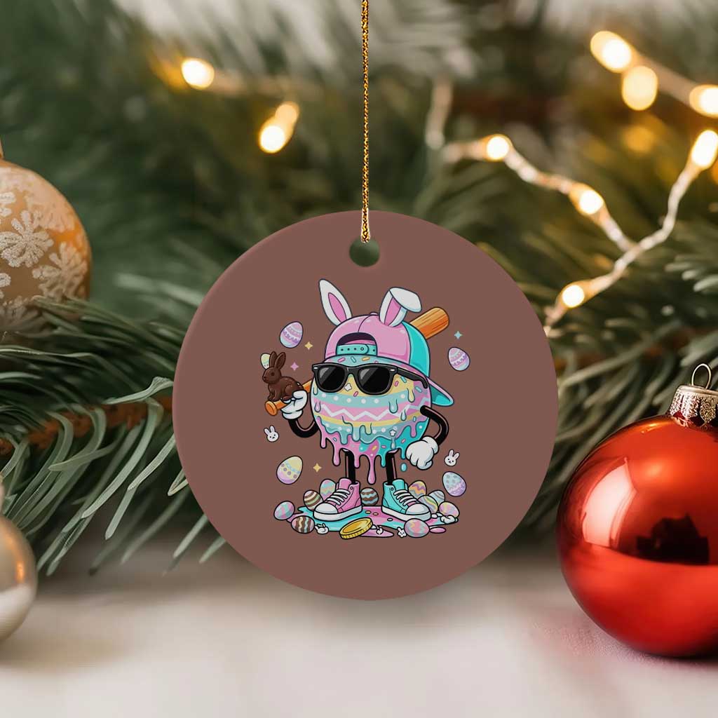 Funny Baseball Easter Ceramic Ornament Drip Ice Cream Bunny Easter