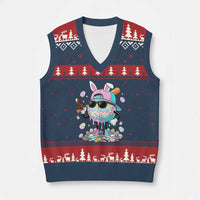Funny Baseball Easter V-Neck Knit Sweater Vest Drip Ice Cream Bunny Easter