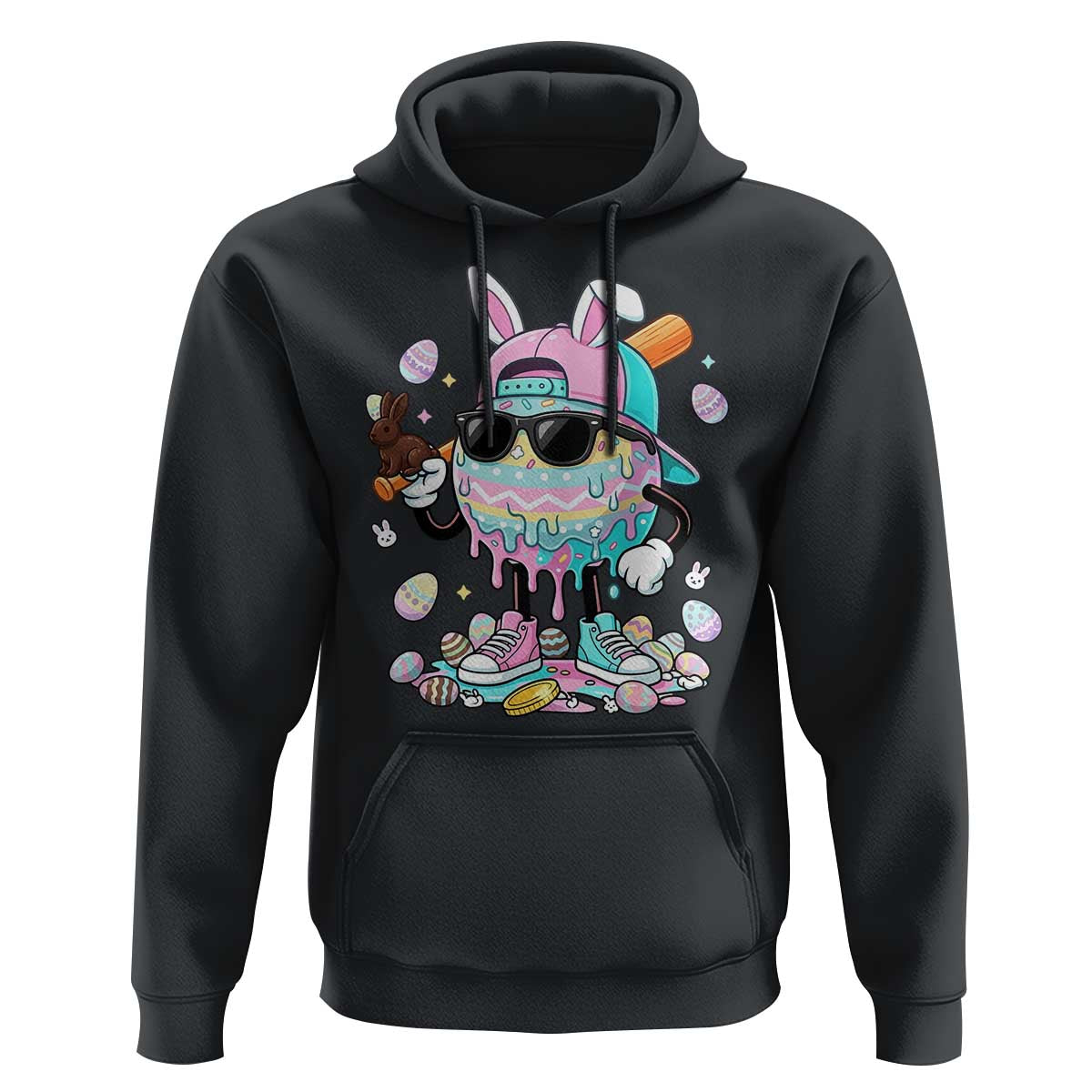 Funny Baseball Easter Hoodie Drip Ice Cream Bunny Easter