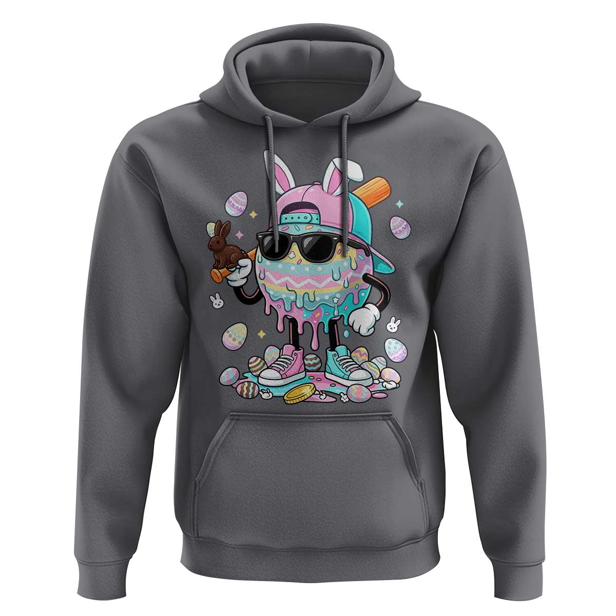 Funny Baseball Easter Hoodie Drip Ice Cream Bunny Easter
