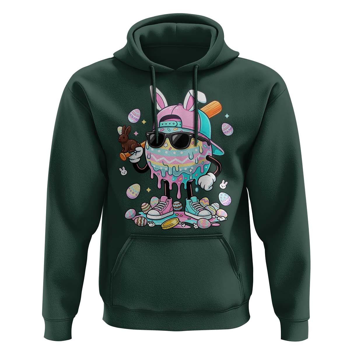 Funny Baseball Easter Hoodie Drip Ice Cream Bunny Easter