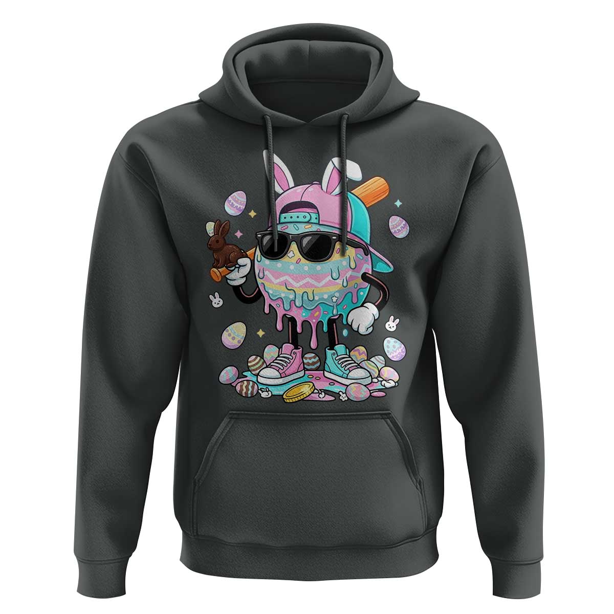 Funny Baseball Easter Hoodie Drip Ice Cream Bunny Easter