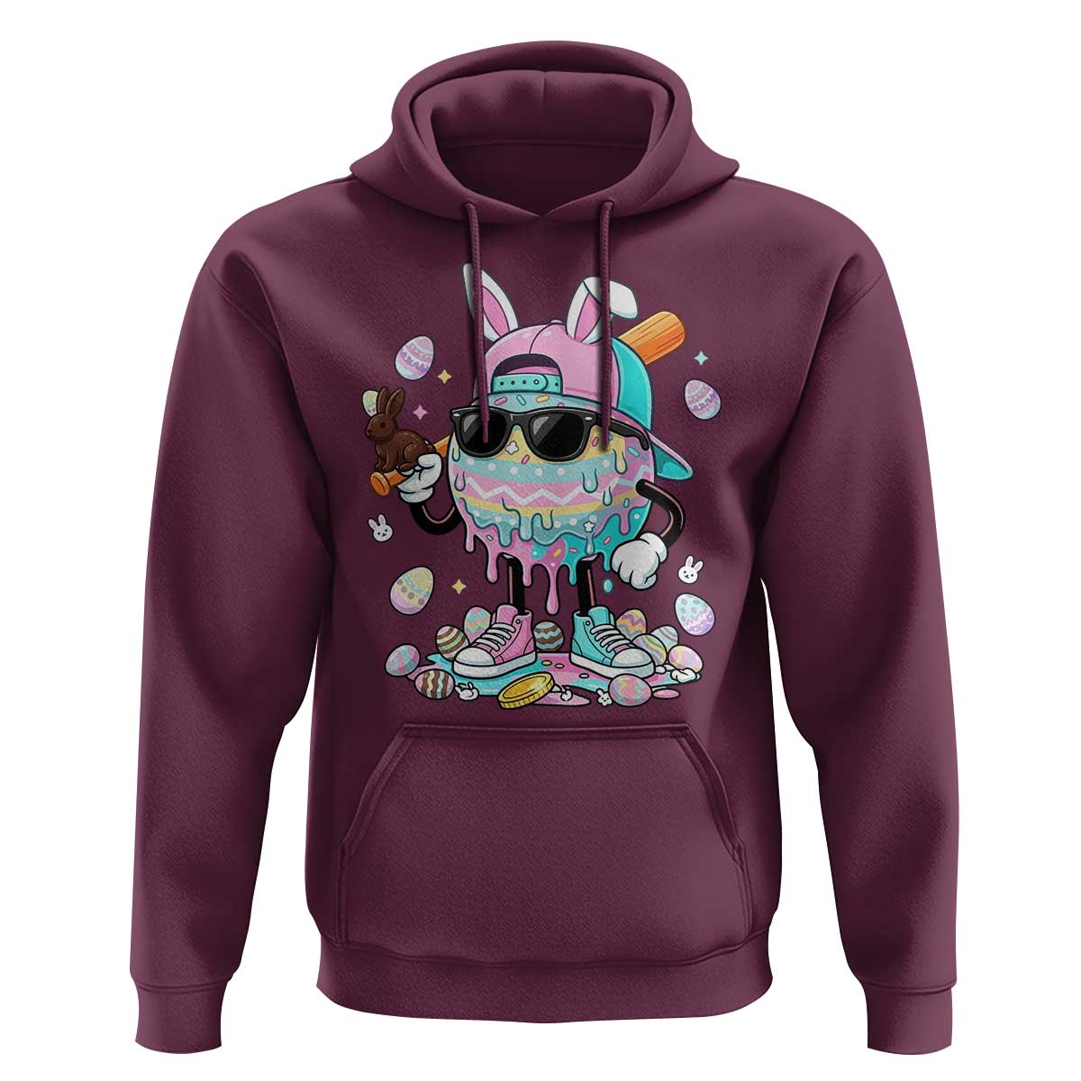 Funny Baseball Easter Hoodie Drip Ice Cream Bunny Easter