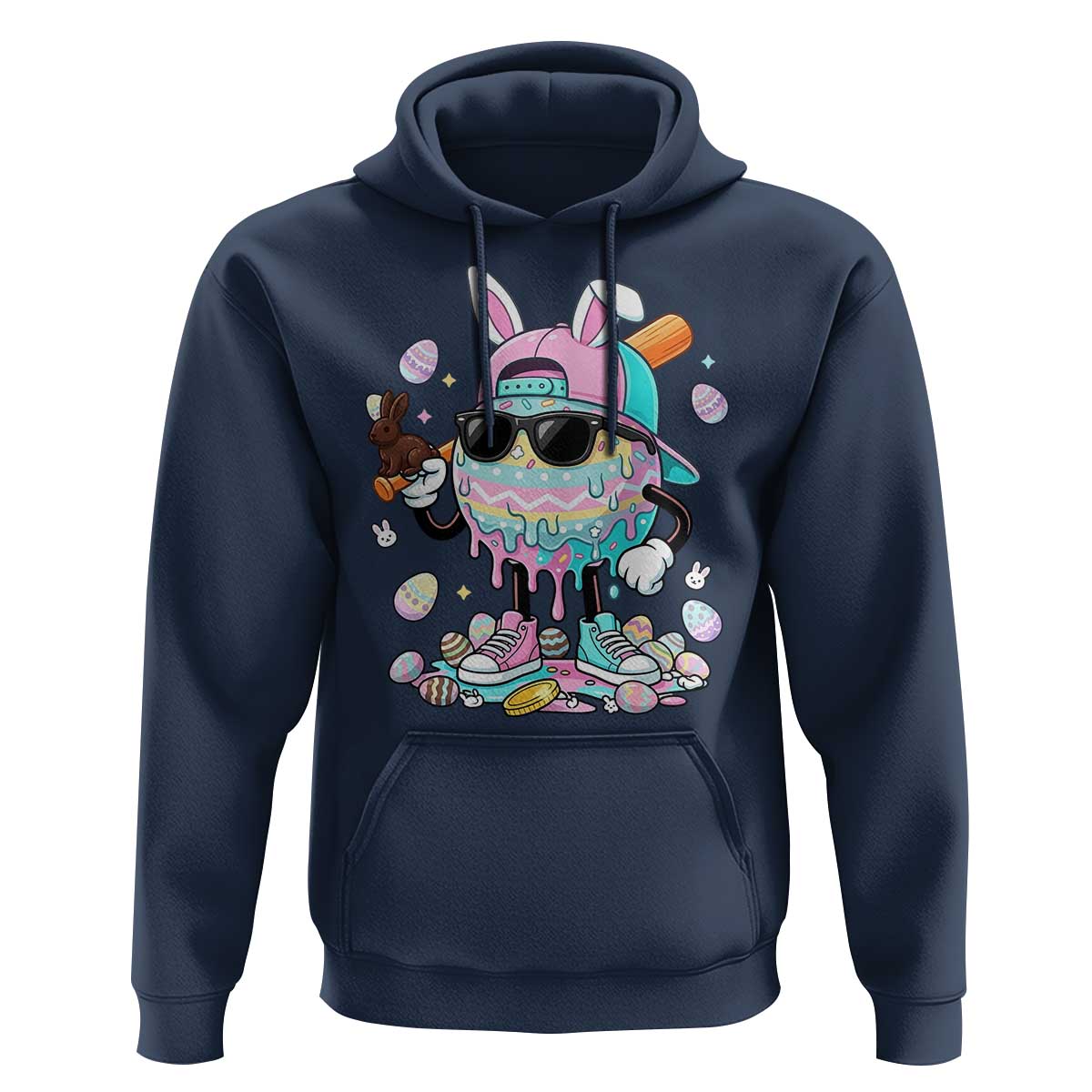 Funny Baseball Easter Hoodie Drip Ice Cream Bunny Easter
